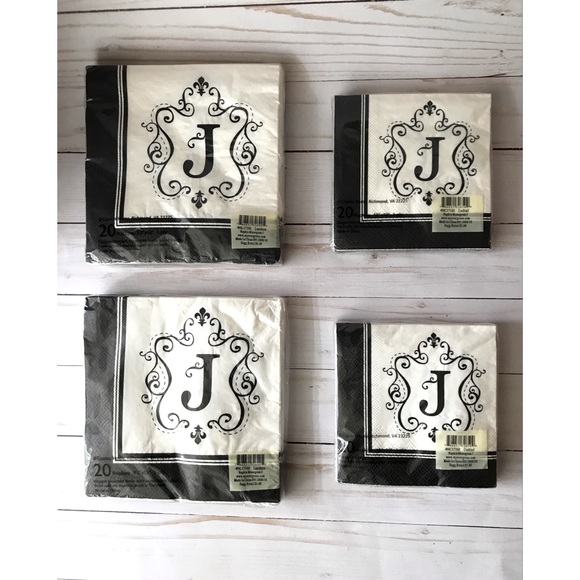 Cypress Home Four Packs Napkins Mongram J - Picture 2 of 2